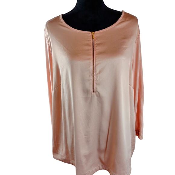 JOANNA HOPE Women's Blouse Top Polyester Viscose Peach Summer Lightweight - Picture 1 of 5